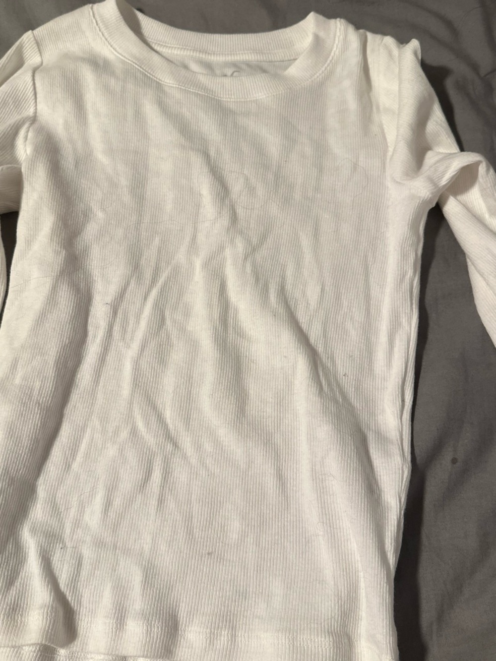 Classic White Ribbed Long Sleeve Top Hollister